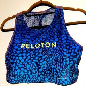 Peloton graphic blue printed WITH sports bra L gym athletic athleisure biking